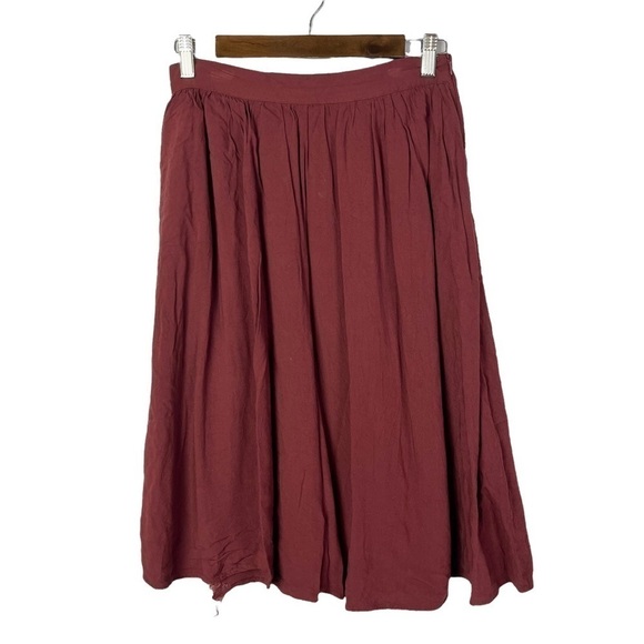 Modcloth Burgundy Red Challis A-Line Midi Skirt M - Picture 1 of 5